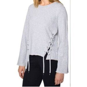 Betsey Johnson Performance Gray Lace Up Sides Pullover Sweatshirt Medium